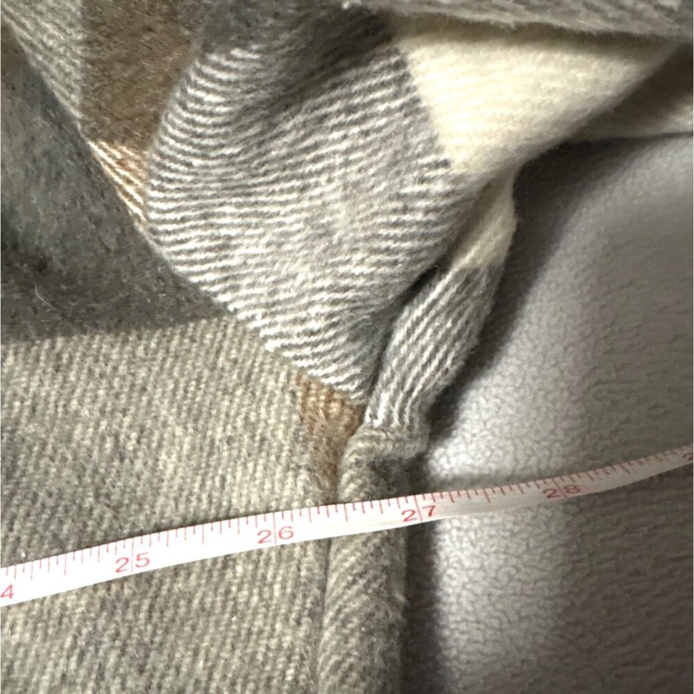 Plaid Button-Up Longline Shirt Jacket XXL Beige & Gray Casual Outerwear - Picture 5 of 6